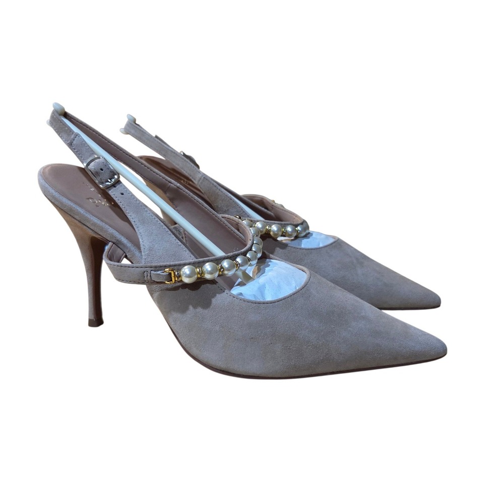 Linea Paolo Yemina-L Heels Women 11 Taro Suede NEW Pearl Slingback Pump